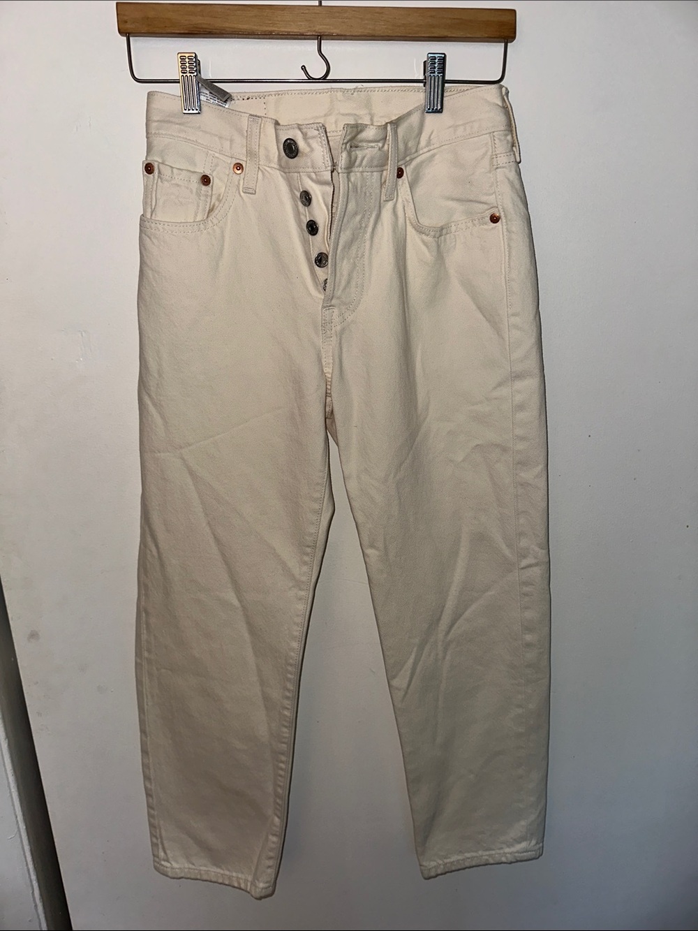 Levi's Off-White Straight Leg Jeans
